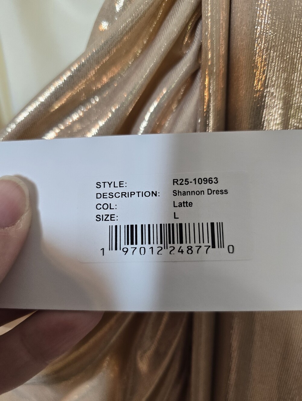 Retrofete Shannon One Shoulder Draped Lame Maxi Dress Latte Large - Picture 10 of 10